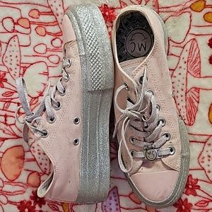 Converse X MileyCyrus ChuckTaylor All Star Platform Sneakers Pink&Silver Glitter